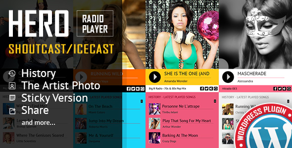 Hero – Shoutcast And Icecast Radio Player With History – WordPress Plugin Preview - Rating, Reviews, Demo & Download