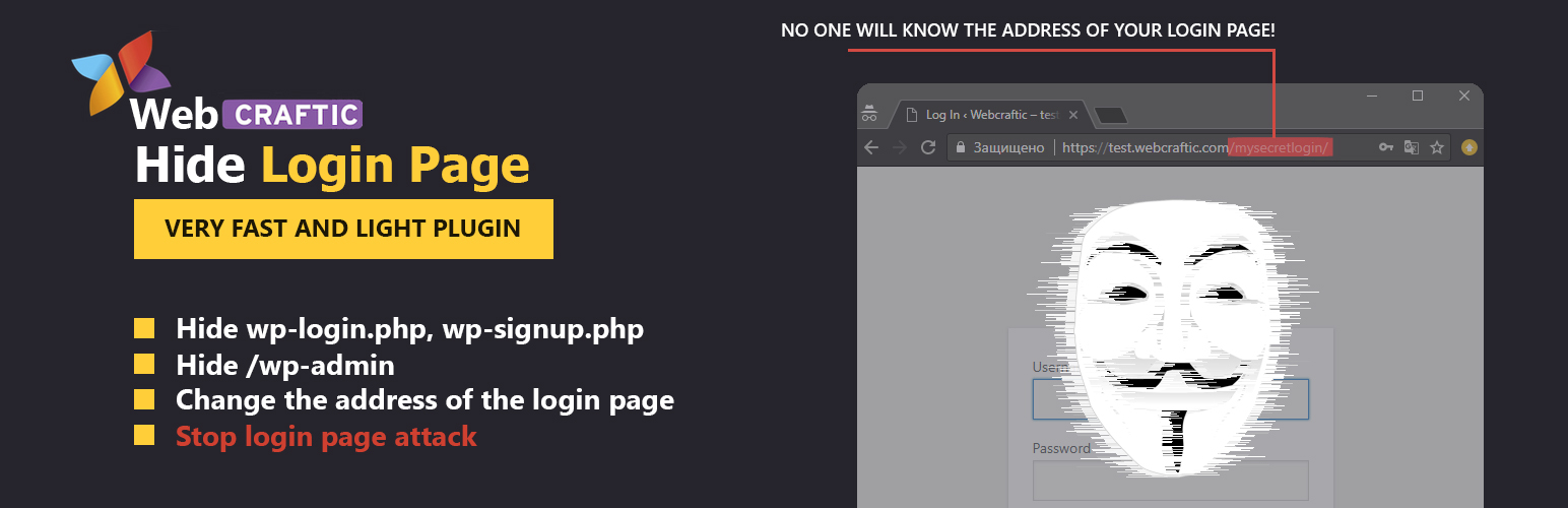 Hide Login Page, Hide Wp Admin – Stop Attack On Login Page Preview Wordpress Plugin - Rating, Reviews, Demo & Download