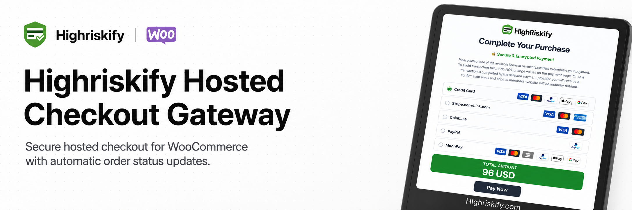 Highriskify Hosted Checkout Gateway Preview Wordpress Plugin - Rating, Reviews, Demo & Download
