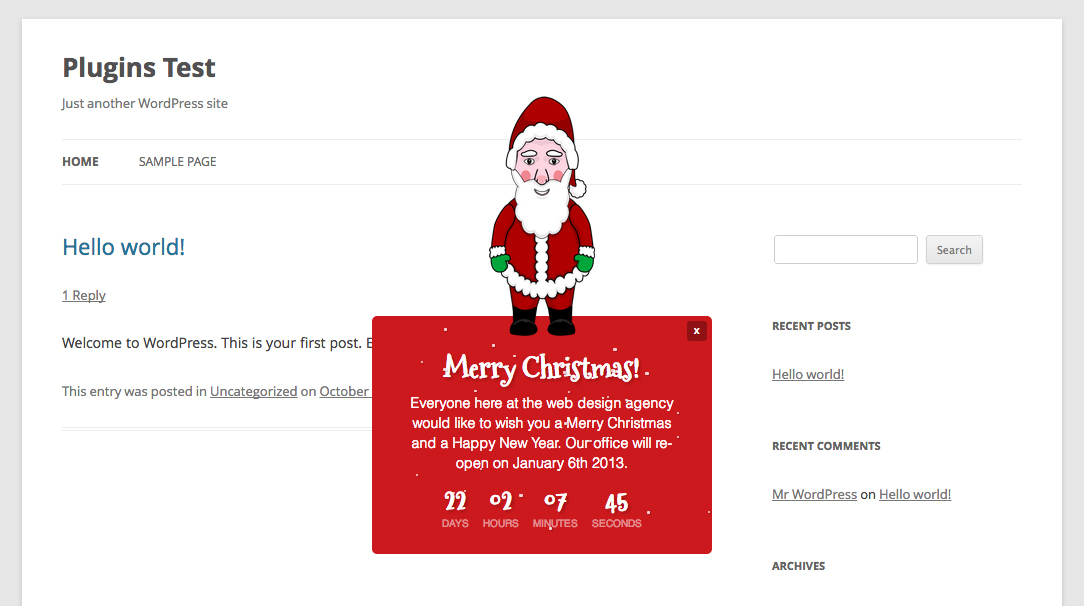 Holiday Message Preview Wordpress Plugin - Rating, Reviews, Demo & Download
