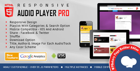 HTML5 Audio Player PRO – Addon For WPBakery Page Builder Preview Wordpress Plugin - Rating, Reviews, Demo & Download
