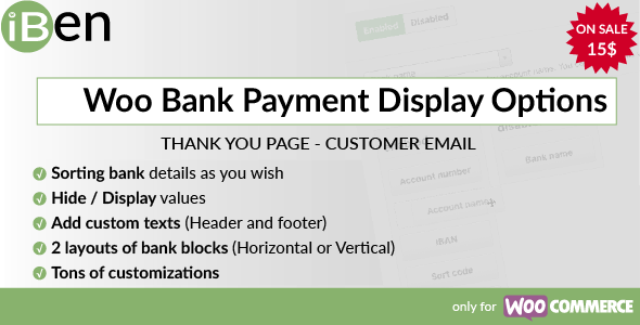 IBen – Woo Bank Payment Display Options Preview Wordpress Plugin - Rating, Reviews, Demo & Download
