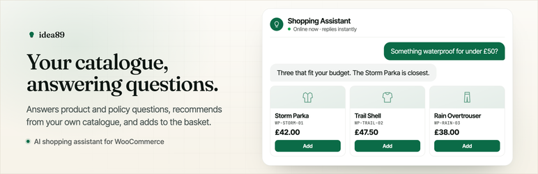 IDEA89 AI Shopping Assistant Preview Wordpress Plugin - Rating, Reviews, Demo & Download
