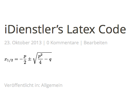 IDienstler's Latex Code Preview Wordpress Plugin - Rating, Reviews, Demo & Download