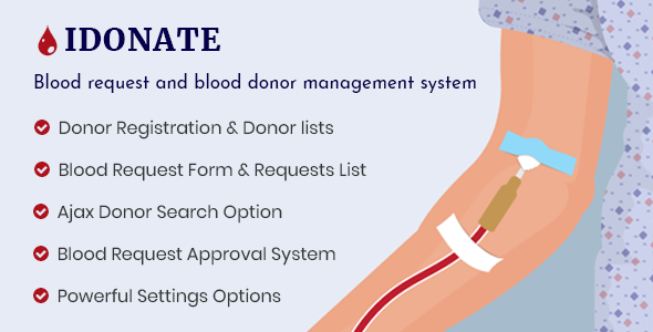 IDonatePro – Blood Donation, Request And Donor Management WordPress Plugin Preview - Rating, Reviews, Demo & Download