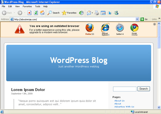 IE6 No More Preview Wordpress Plugin - Rating, Reviews, Demo & Download