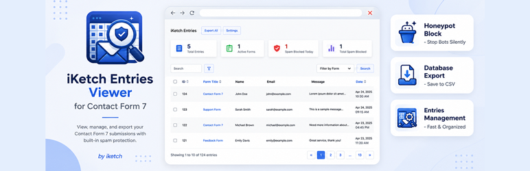 IKetch Entries Viewer For Contact Form 7 Preview Wordpress Plugin - Rating, Reviews, Demo & Download