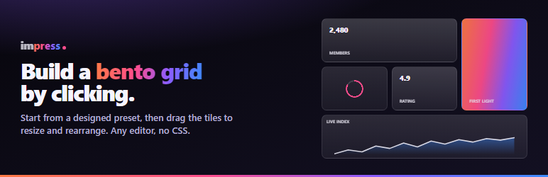 Impress Bento Grid Preview Wordpress Plugin - Rating, Reviews, Demo & Download