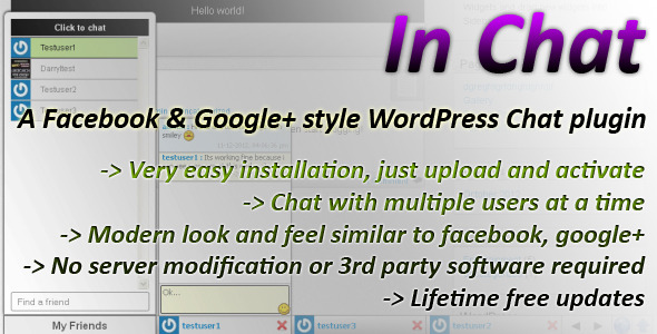 In Chat – WordPress Plugin For Users To Chat Preview - Rating, Reviews, Demo & Download