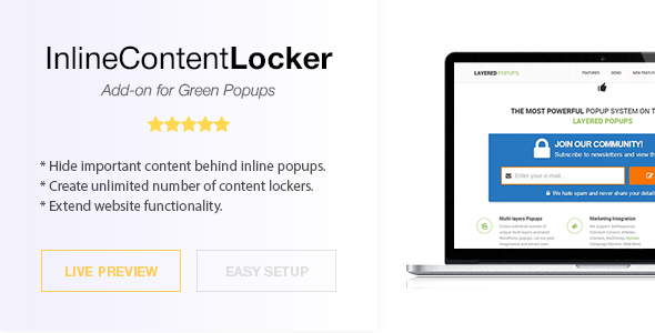 Inline Content Locker – Green Popups Add-On Preview Wordpress Plugin - Rating, Reviews, Demo & Download