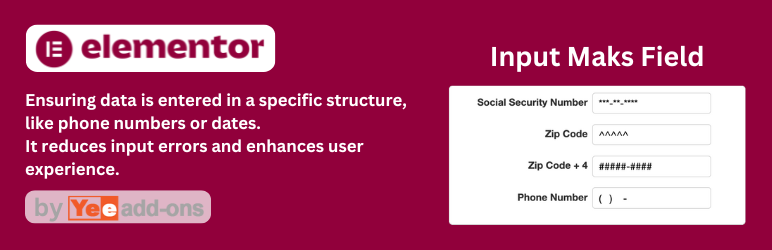 Input Masks For Elementor Forms Preview Wordpress Plugin - Rating, Reviews, Demo & Download