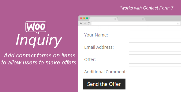 Inquiry Contact Form For WooCommerce Preview Wordpress Plugin - Rating, Reviews, Demo & Download
