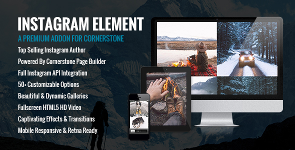 Instagram Element – Cornerstone Element Plugin for Wordpress Preview - Rating, Reviews, Demo & Download