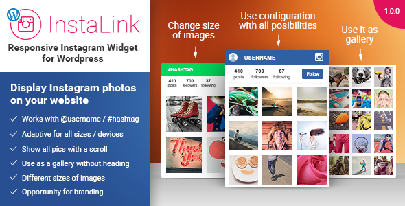 InstaLink – Responsive Instagram Widget Wordpress Preview - Rating, Reviews, Demo & Download