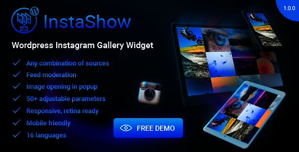 InstaShow – WordPress Instagram Gallery Widget Preview - Rating, Reviews, Demo & Download