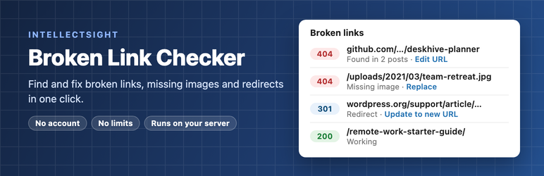 IntellectSight Broken Link Checker Preview Wordpress Plugin - Rating, Reviews, Demo & Download