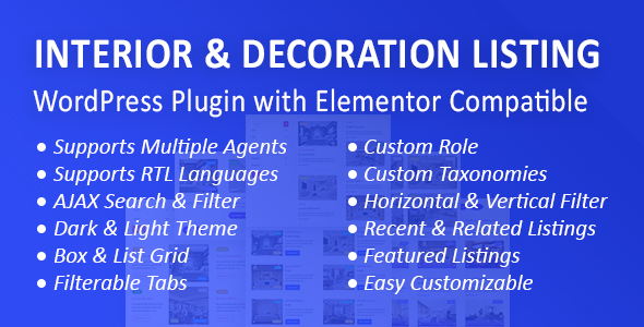 Interior Design And Decoration Listing WordPress Plugin Preview - Rating, Reviews, Demo & Download
