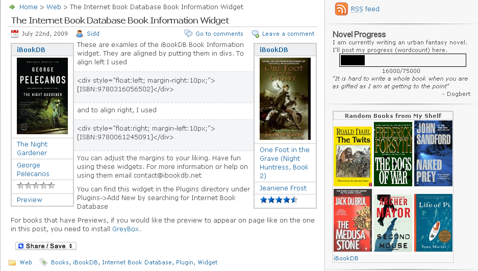 Internet Book Database Book Widgets Preview Wordpress Plugin - Rating, Reviews, Demo & Download