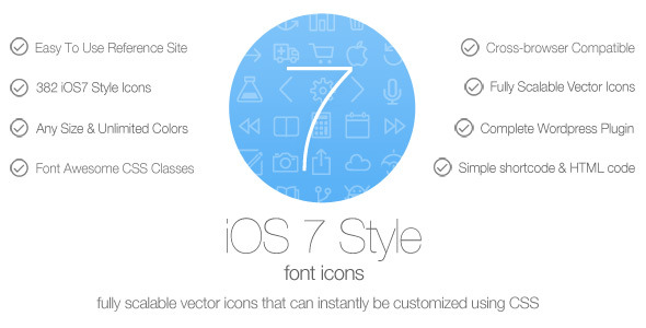 IOS7 Style Font Icons – Wordpress Plugin Preview - Rating, Reviews, Demo & Download