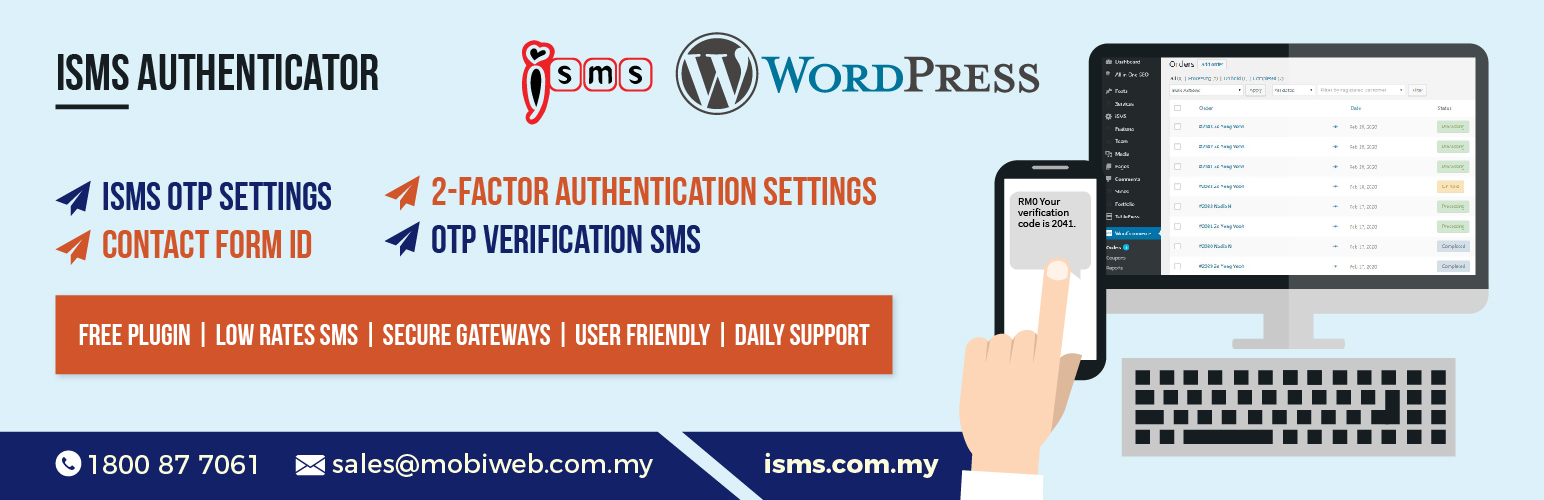 ISMS 2 Factor Authentication Preview Wordpress Plugin - Rating, Reviews, Demo & Download