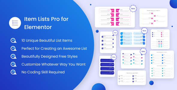 Item Lists Pro  For Elementor Preview Wordpress Plugin - Rating, Reviews, Demo & Download