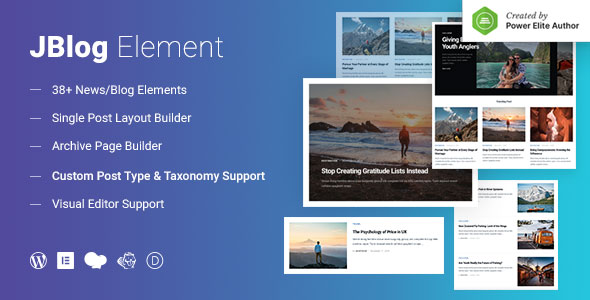 JBlog Elements – Magazine & Blog Add Ons For Elementor & WPBakery Page Builder Preview Wordpress Plugin - Rating, Reviews, Demo & Download