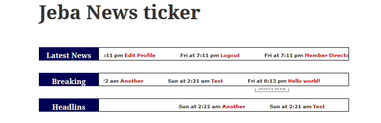 Jeba News Ticker Preview Wordpress Plugin - Rating, Reviews, Demo & Download