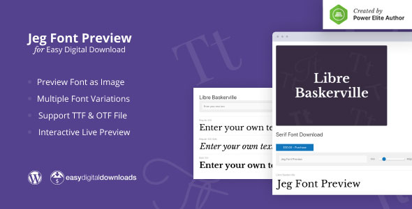Jeg Font Preview – Easy Digital Downloads Extension WordPress Plugin Preview - Rating, Reviews, Demo & Download