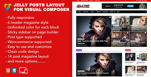 Jelly Posts Layout For Visual Composer Preview Wordpress Plugin - Rating, Reviews, Demo & Download