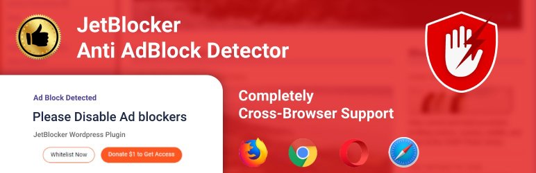 JetBlocker Anit AdBlocker Detector Free Preview Wordpress Plugin - Rating, Reviews, Demo & Download