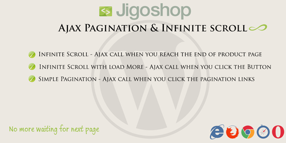 Jigoshop | Ajax Pagination & Infinite Scroll Preview Wordpress Plugin - Rating, Reviews, Demo & Download