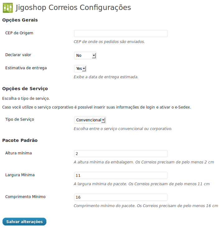 Jigoshop Correios Preview Wordpress Plugin - Rating, Reviews, Demo & Download