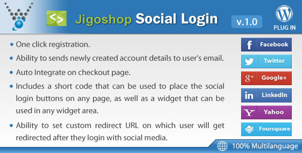 Jigoshop Social Login – WordPress Plugin Preview - Rating, Reviews, Demo & Download