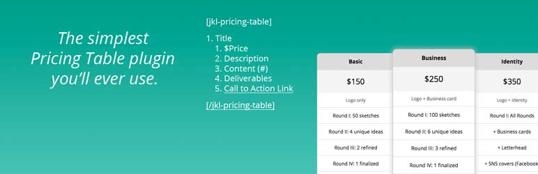 JKL Pricing Tables Preview Wordpress Plugin - Rating, Reviews, Demo & Download