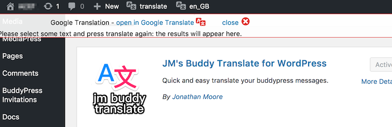 JM Buddy Translate Preview Wordpress Plugin - Rating, Reviews, Demo & Download