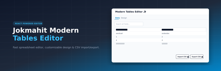 Jokmahit Modern Tables Preview Wordpress Plugin - Rating, Reviews, Demo & Download