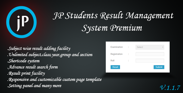 JP Students Result Management System Premium Preview Wordpress Plugin - Rating, Reviews, Demo & Download