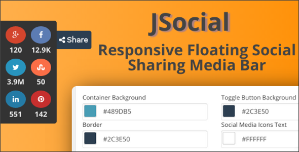 JSocial – Responsive Floating Social Sharing Bar Preview Wordpress Plugin - Rating, Reviews, Demo & Download