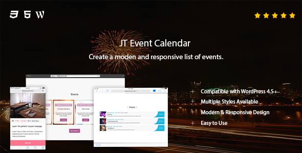 JT Event Calendar Preview Wordpress Plugin - Rating, Reviews, Demo & Download
