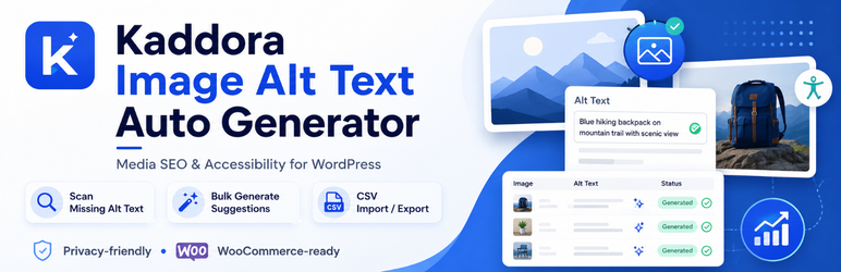 Kaddora Image Alt Text Auto Generator Preview Wordpress Plugin - Rating, Reviews, Demo & Download