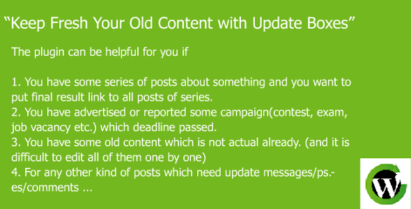 Keep Fresh Your Old Content With Update Boxes Preview Wordpress Plugin - Rating, Reviews, Demo & Download