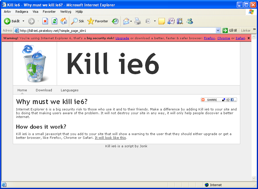 Kill Ie6 Preview Wordpress Plugin - Rating, Reviews, Demo & Download