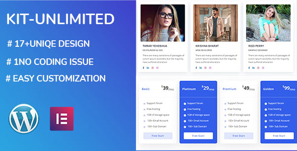Kit Unlimited – Elementor Page Builder Addon Preview Wordpress Plugin - Rating, Reviews, Demo & Download