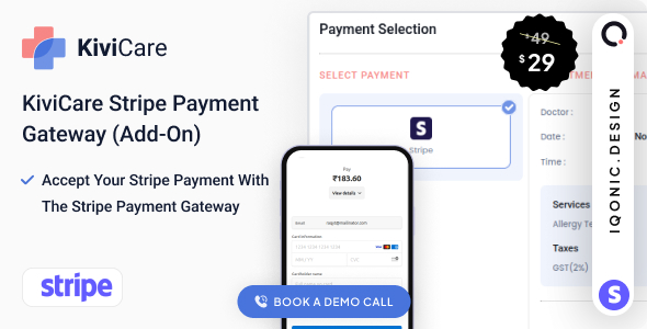 KiviCare – Stripe Payment Gateway (Add-on) Preview Wordpress Plugin - Rating, Reviews, Demo & Download