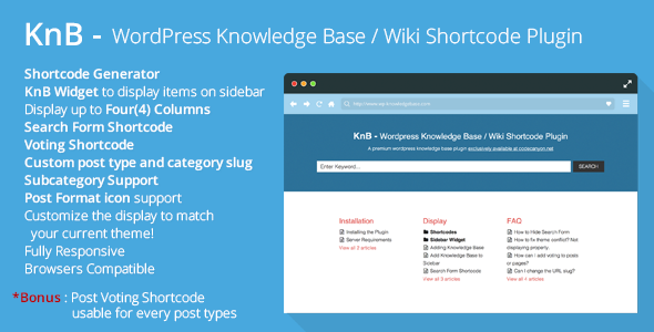 KnB – WordPress Knowledge Base / Wiki Shortcode Preview - Rating, Reviews, Demo & Download