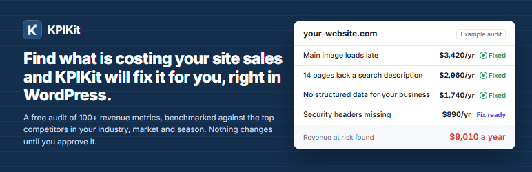 KPIKit – Website Audit, SEO & Revenue Fixes Preview Wordpress Plugin - Rating, Reviews, Demo & Download