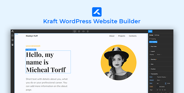 Kraft – WordPress Website Builder Preview - Rating, Reviews, Demo & Download