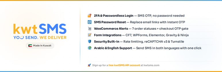 KwtSMS: OTP & SMS Notifications Preview Wordpress Plugin - Rating, Reviews, Demo & Download