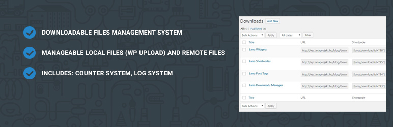 Lana Downloads Manager Preview Wordpress Plugin - Rating, Reviews, Demo & Download
