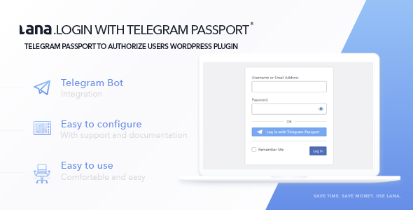 Lana Login With Telegram Passport Plugin for Wordpress Preview - Rating, Reviews, Demo & Download